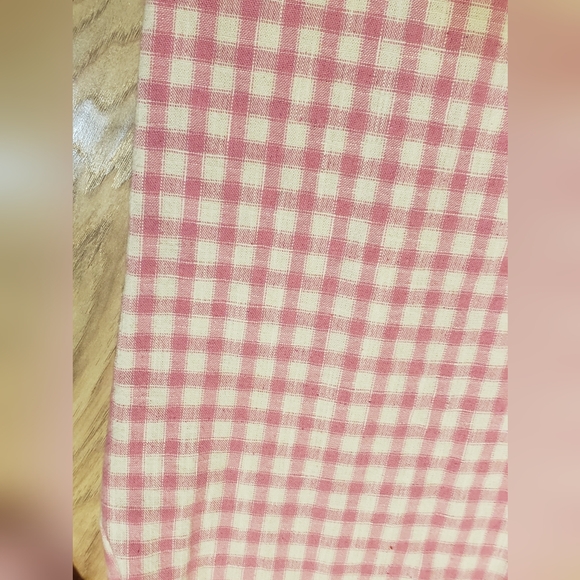 Zara Pink Plaid Checkered Gingham Wide Leg Pant Cotton Blend High Waist Med - Picture 5 of 5